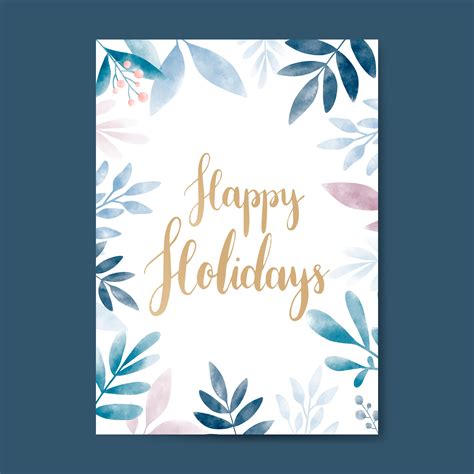 Happy Holidays watercolor card design vector - Download Free Vectors ...