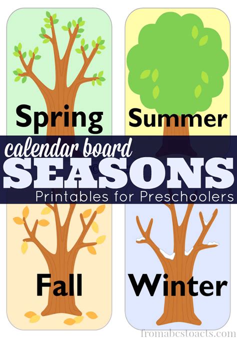 Preschool Calendar Board Season Printables - From ABCs to ACTs