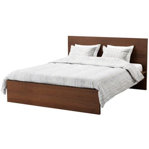 Ikea Queen Size Bed frame, high, brown stained ash veneer, Leirsund ...