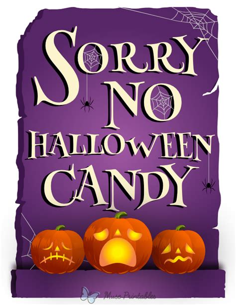 Printable Sorry No Halloween Candy Sign