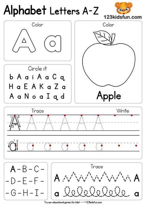 Free Alphabet Practice A-Z Letter Worksheets | 123 Kids Fun Apps