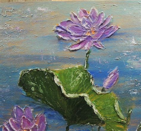 Lotus Art Pond Painting Original Oil Artwork Flower Impasto | Etsy