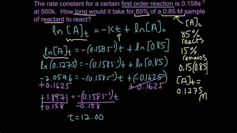 Using the First Order Integrated Rate Law to Calculate Percent ...