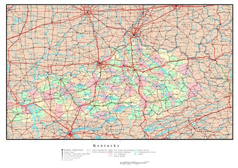 Online Map Of Kentucky Large Printable Map Of Kentucky Printable Maps ...