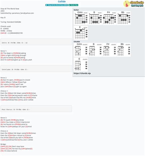 Chord: Collide - tab, song lyric, sheet, guitar, ukulele | chords.vip