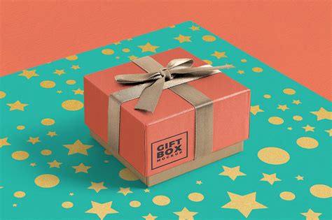 Free Gift Box with Ribbon Mockup (PSD)