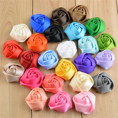 Set of 100 Satin Flowers Ribbon Bows Satin Ribbon Flower - Etsy