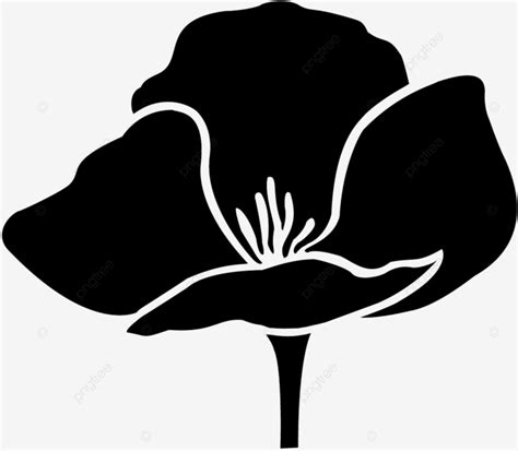 Poppy Silhouette PNG Transparent, Poppy Black And White Sign, Accent ...