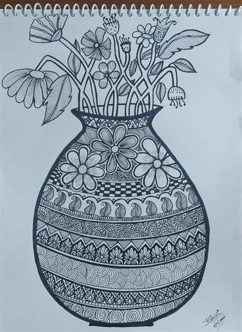 Flower vase Mandala art | Flower vase drawing, Flower vases, Mandala ...