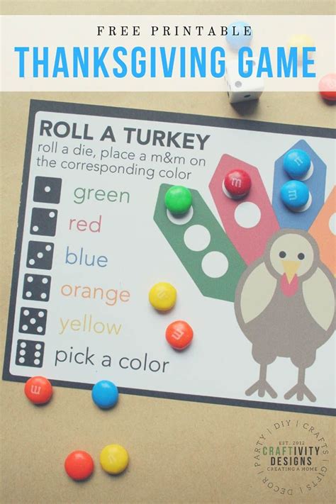 Printable Roll a Turkey Game - Free Thanksgiving Game for Kids ...