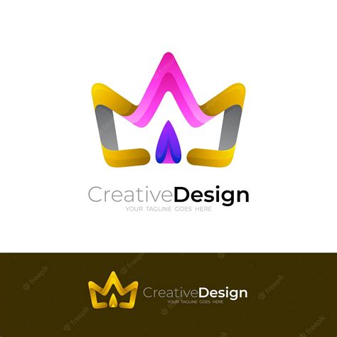 Premium Vector | Crown logo with 3d colorful icons, line design colorful