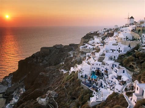 Greece Santorini Sunset Pictures&Wallpapers - Building Traveling