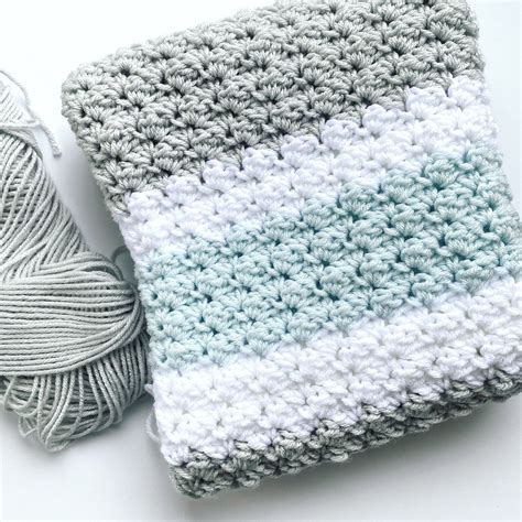 Baby Blanket Crochet- Striped Baby Afghan- Unisex Crochet Crib Blanket ...