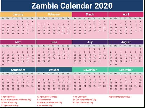 Zambian Calendar 2023 With Public Holidays - Calendar 2023 With Federal ...