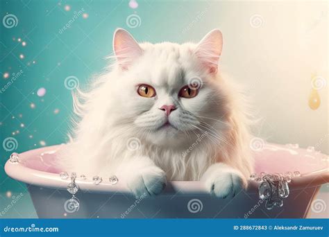 Beautiful Breed Cat in Luxury Bath. Grooming Concept Stock Image ...