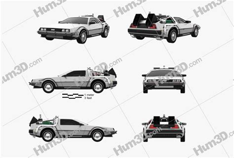 Back to the Future DeLorean car Blueprint Template - 3DModels.org