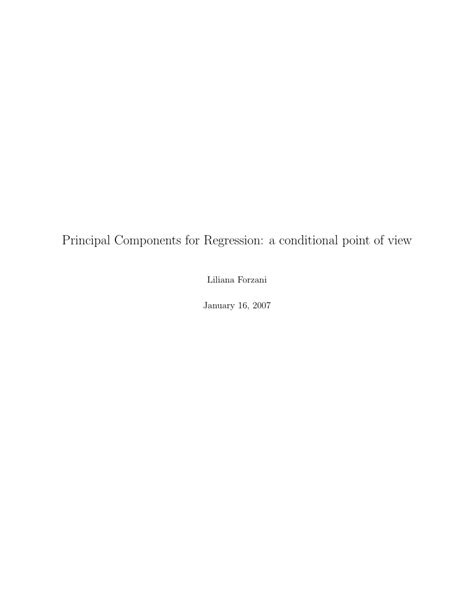 (PDF) Thesis proposal: Principal Components for Regression: a ...