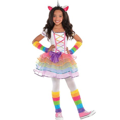 Girls Rainbow Unicorn Costume | Unicorn costume kids, Unicorn halloween ...