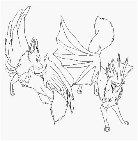 Demon Winged Wolf Drawing, HD Png Download - kindpng