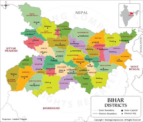 Bihar Map, Bihar District Map, Bihar State Political Map