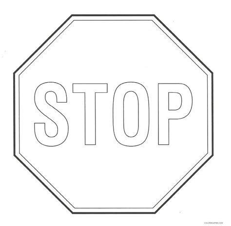 Stop Sign With Thick Border On Post Coloring Page Safety Coloring ...