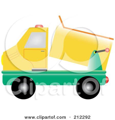 Royalty-Free (RF) Clipart Illustration of a Yellow And Green Dump Truck ...