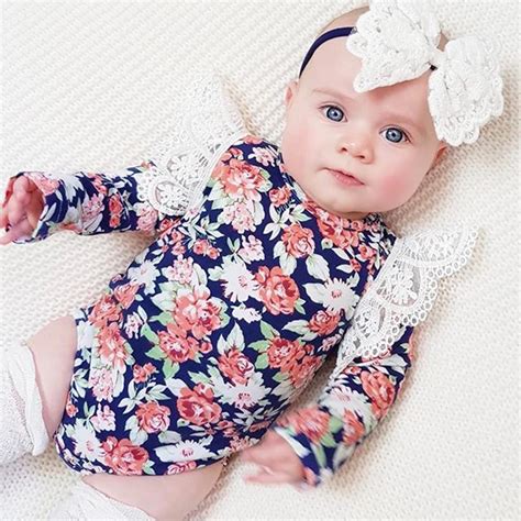 0 24M Newborn Toddler Kids Baby Body Girls Flower Lace Bodysuit ...