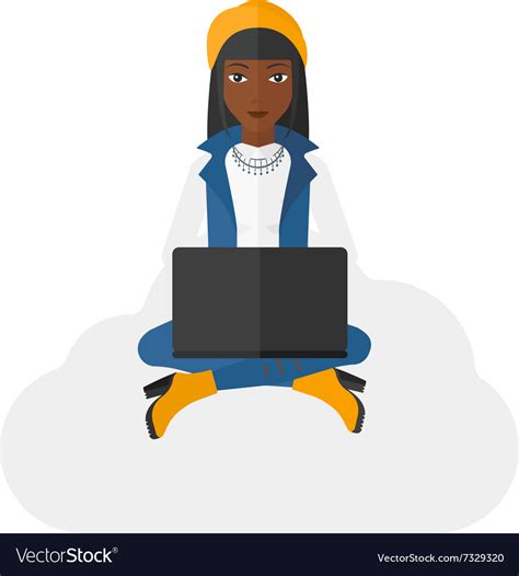 Woman sitting with laptop Royalty Free Vector Image