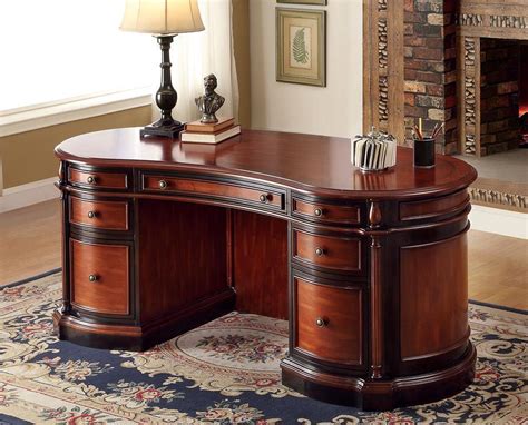 Kingsway Oval Office Desk in Cherry & Black Wood - Home Office - Desks ...