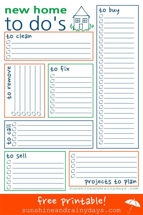 Printable New House Checklist