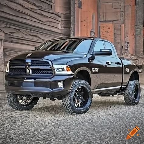 Black dodge ram 1500 express with 8 inch lift kit and custom rims on ...