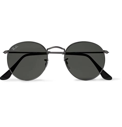 Ray-ban Round-frame Gunmetal-tone Sunglasses for Men | Lyst