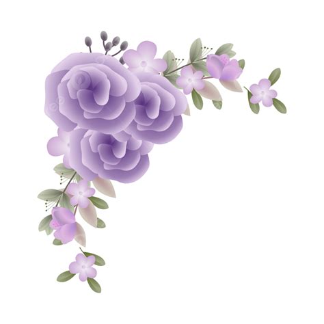 Purple Rose Corner Border Vector Wedding Elegant, Purple Rose Frame ...