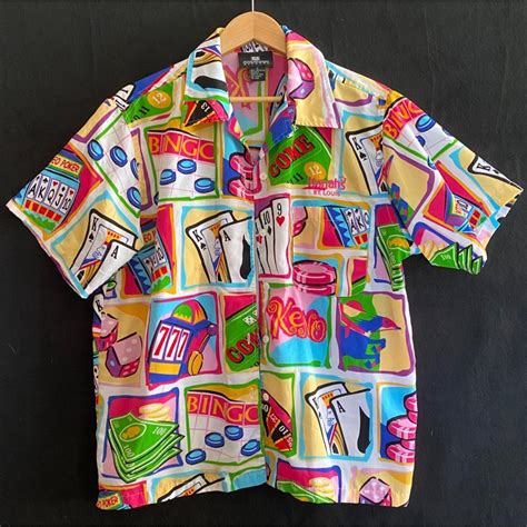 Andrade button front camp shirt size L large poker... - Depop