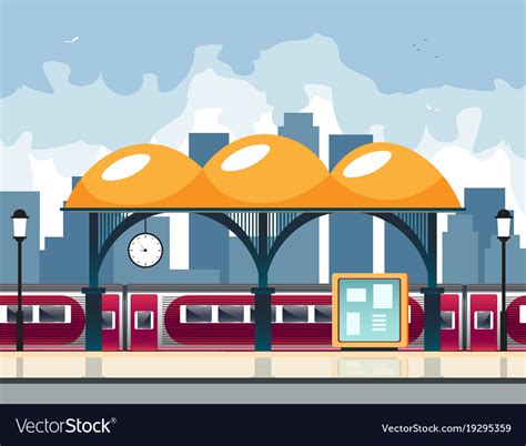 Small railway station Royalty Free Vector Image