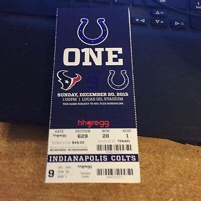 2015 INDIANAPOLIS COLTS VS HOUSTON TEXANS NFL FOOTBALL TICKET STUB 12/ ...