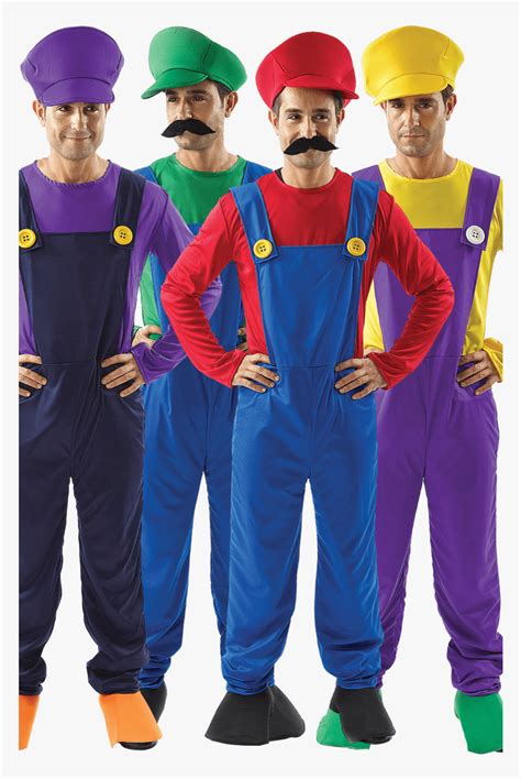 Mario Men Group Costume - Mario Luigi Wario Waluigi Costumes, HD Png ...