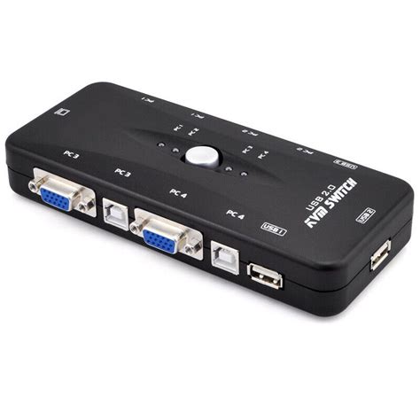 USB 2.0 KVM Switch 4 Port For Mouse Keyboard HUB VGA Monitor Sharing | eBay