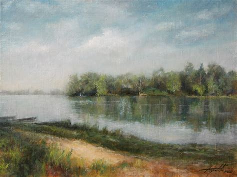 Down the River - Landscape Oil painting - Fine Arts Gallery - Original ...