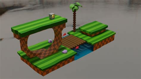 Green Hill Zone styled map 3D model | CGTrader