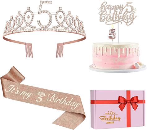 Amazon.com: 5th Birthday Decorations for Girls, 5th Birthday Sash ...