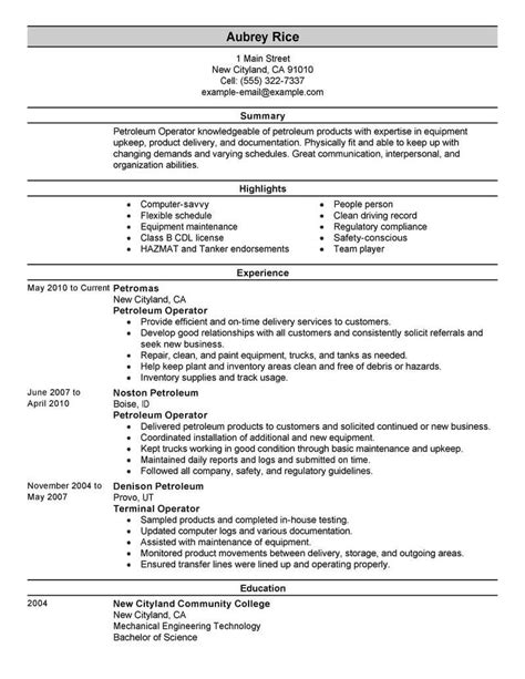 Professional Petroleum Operator Resume Examples