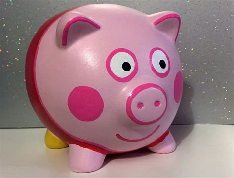 Peppa Pig themed hand painted ceramic piggy bank collectible gift ...