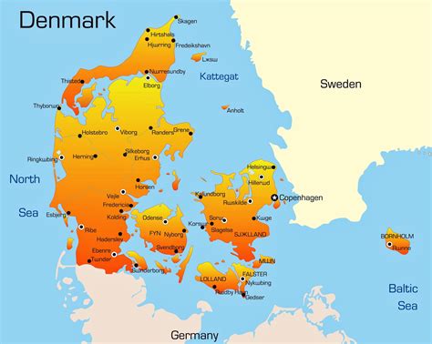 Denmark Map : Denmark wall map | Laminated wall maps of the world ...