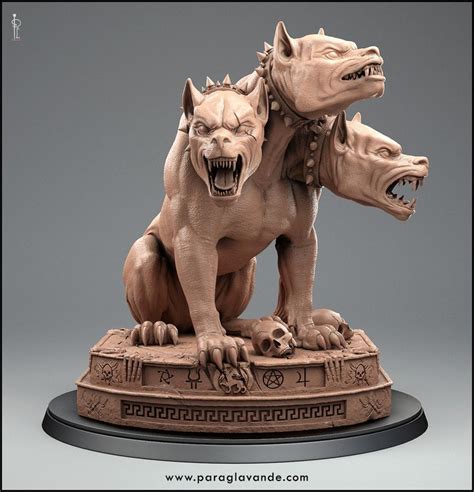 Cerberus. | Greek mythology statue, Mythical creatures art, Cerberus