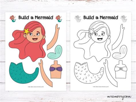 Make a Mermaid Craft for Kids Mermaid Printable Activity | Etsy