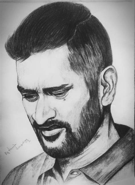 Ms Dhoni Pencil Drawing