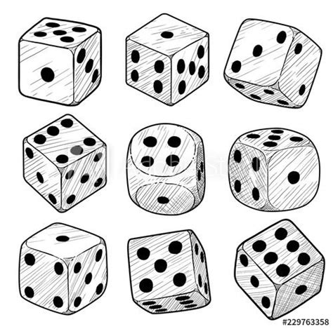 Dice illustration, drawing, engraving, ink, line art, vector | Sketch ...