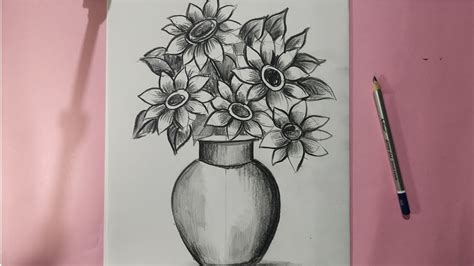 Easy Flower Vase Pencil Drawing / How to draw beautiful flower doodles ...