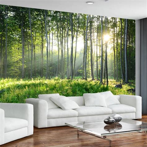 Custom Photo Wallpaper 3d Green Forest Nature Landscape Large Murals ...